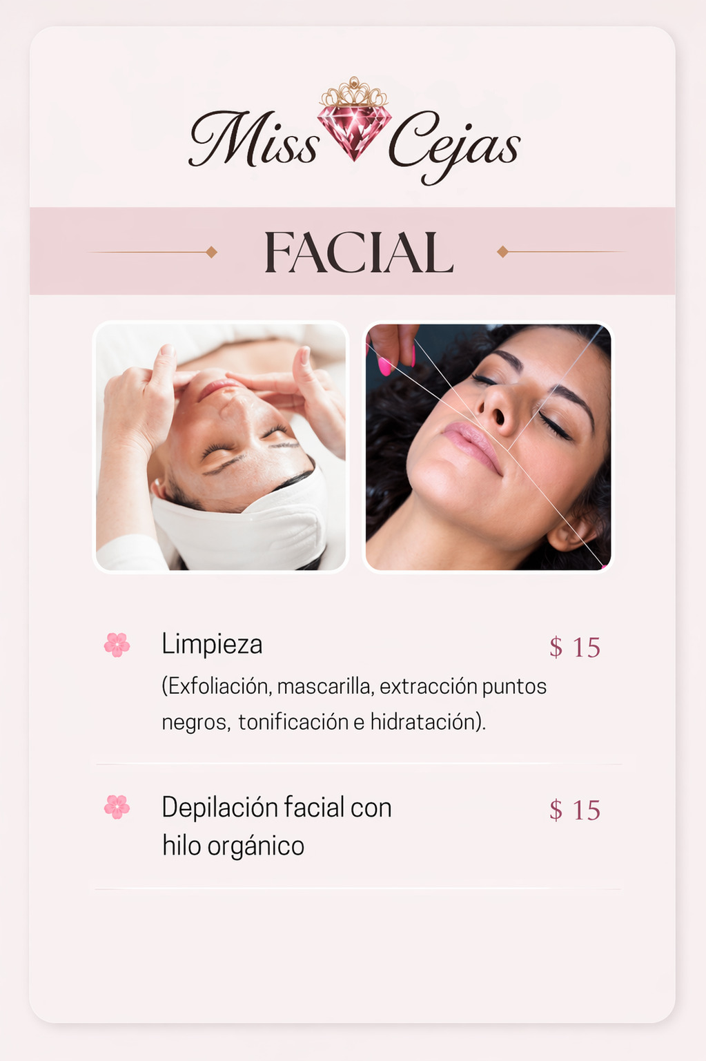 Lista de precios de tratamientos faciales