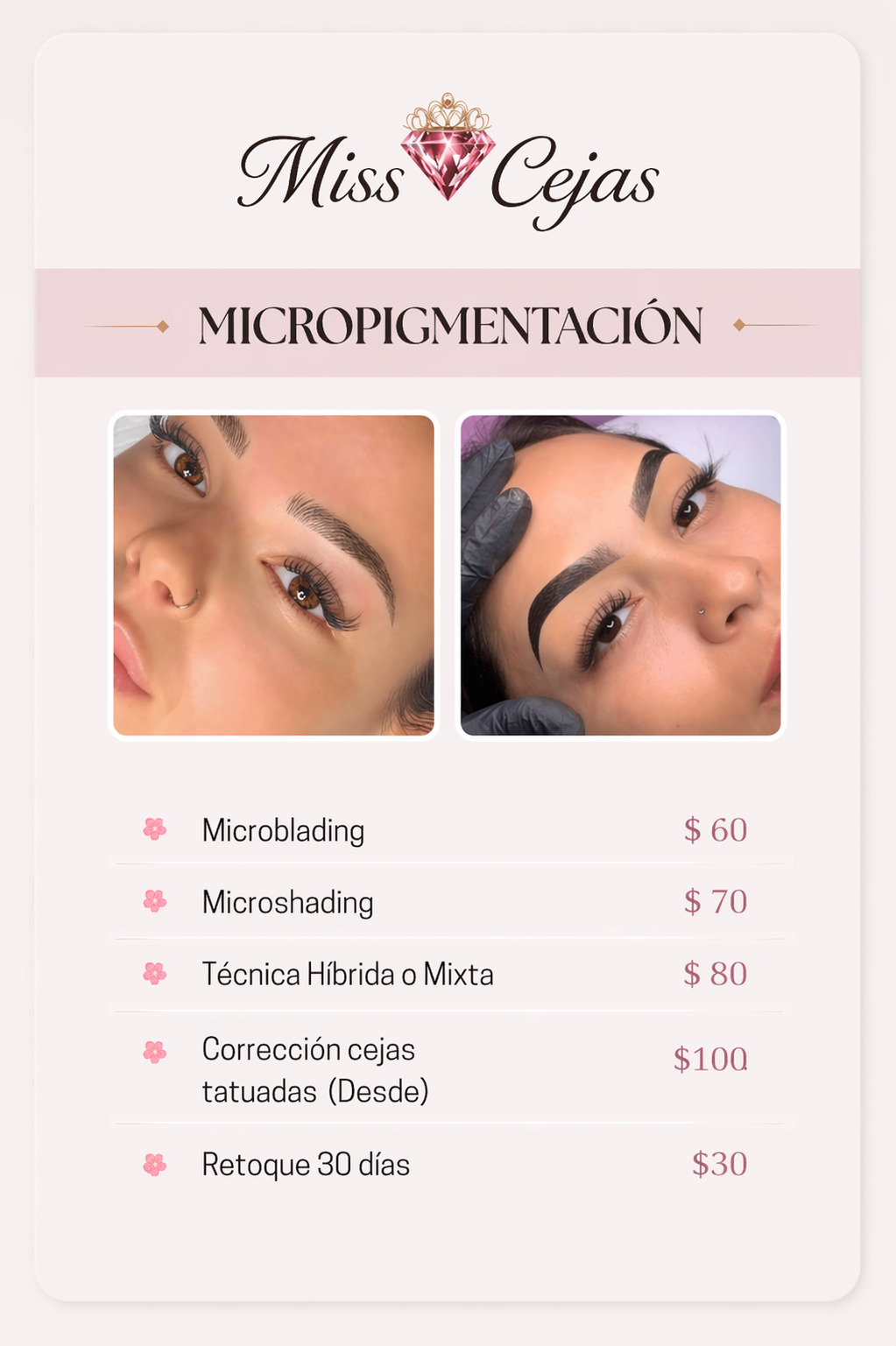 Lista de precios de micropigmentación